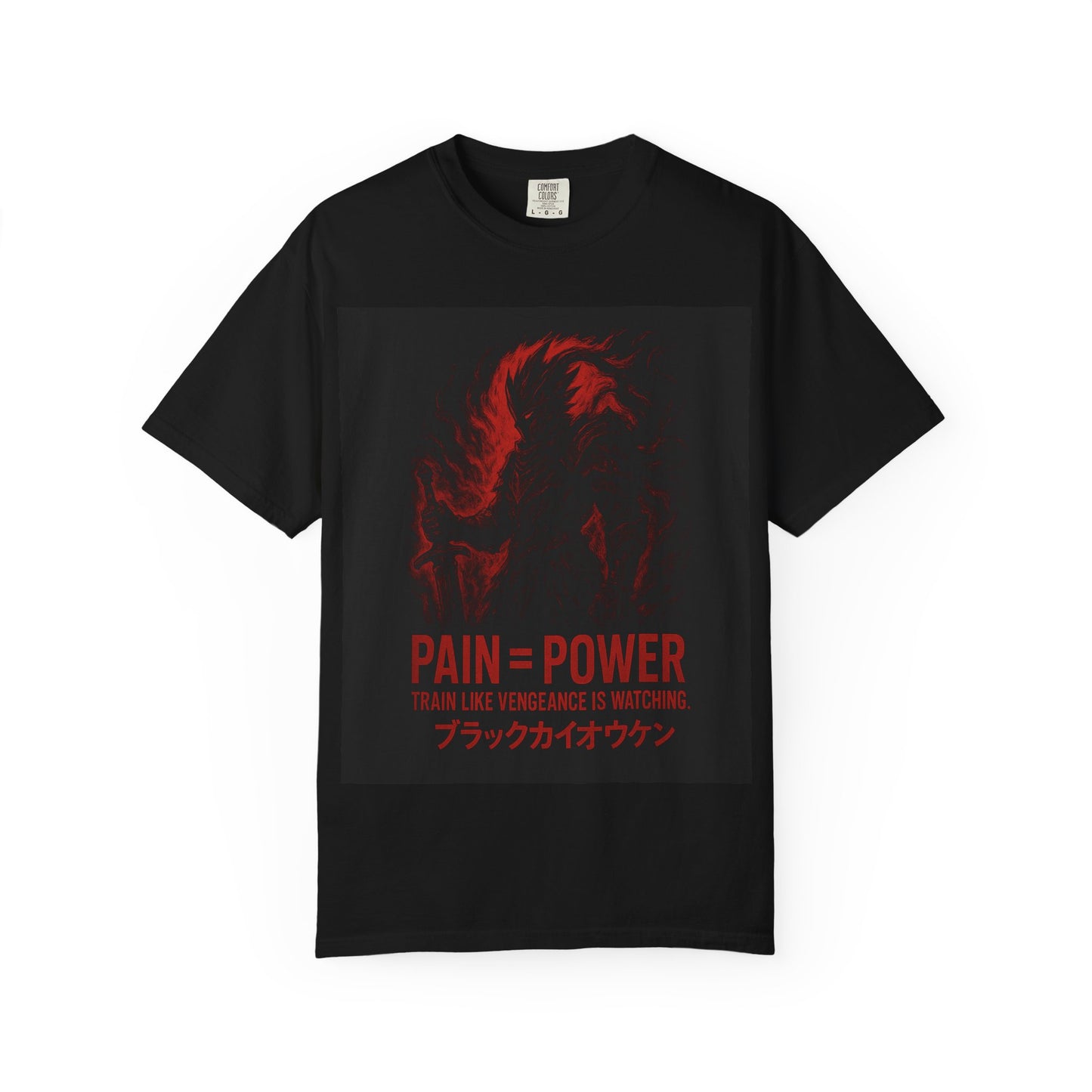 Pain = Power Unisex Garment-Dyed T-Shirt with Samurai Design