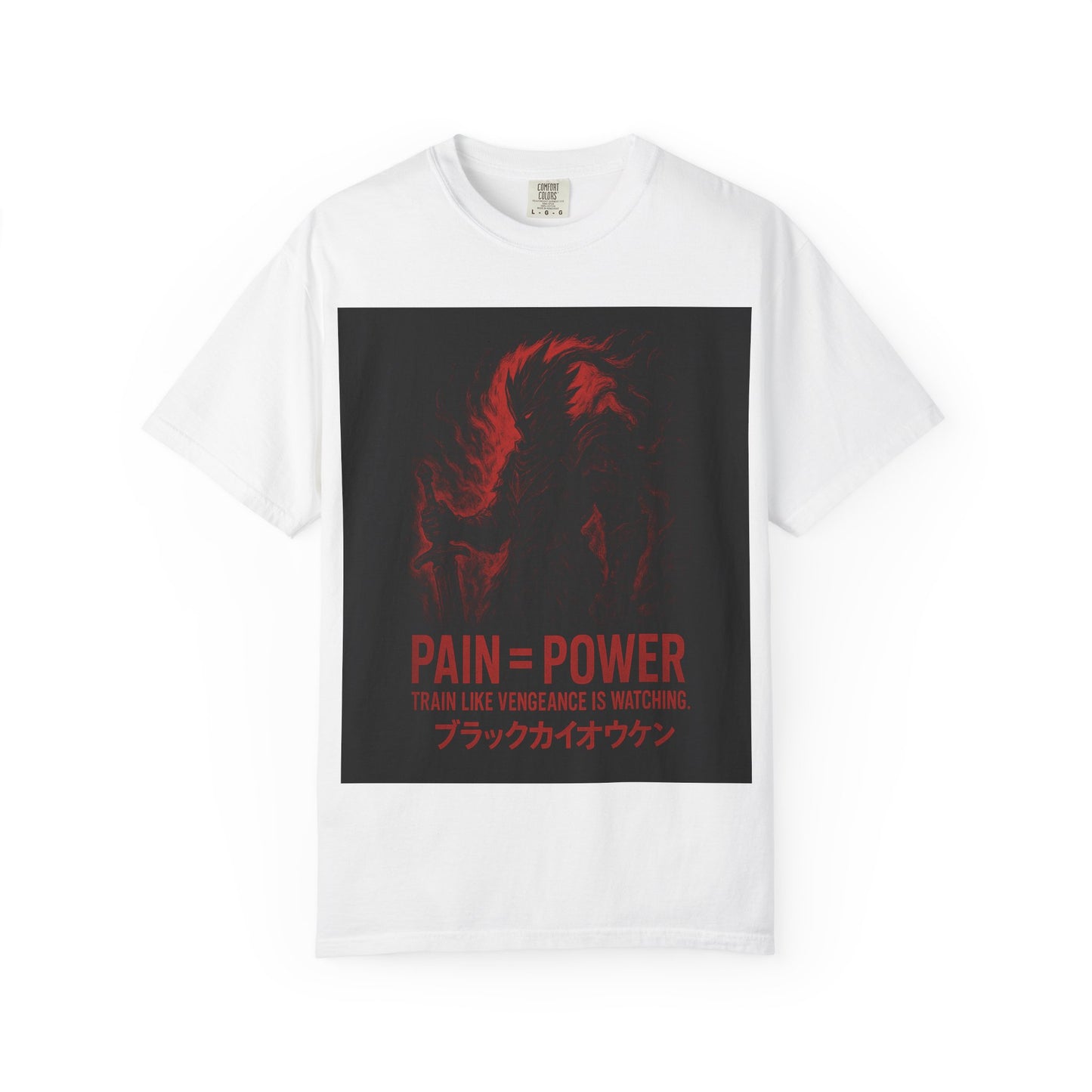 Pain = Power Unisex Garment-Dyed T-Shirt with Samurai Design